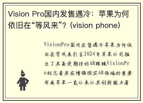 Vision Pro国内发售遇冷：苹果为何依旧在“等风来”？(vision phone)